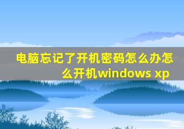 电脑忘记了开机密码怎么办怎么开机windows xp